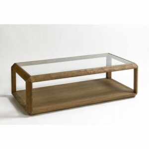 Mesa de centro de roble y cristal