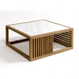 Mesa de centro roble y mármol Mesa de centro roble y mármol