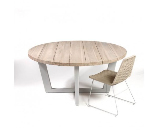 Mesa de comedor redonda de madera para exterior