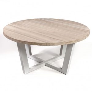 Mesa de comedor redonda de madera para exterior