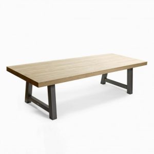 Mesa de metal color grafito y teca