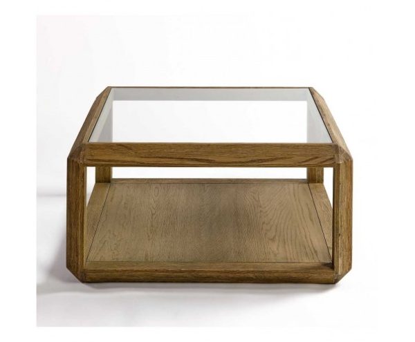 Mesa de madera y cristal