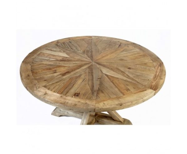 Mesa redonda de madera reciclada