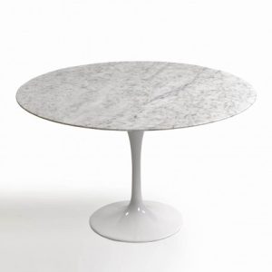 Mesa redonda de marmol y pie blanco