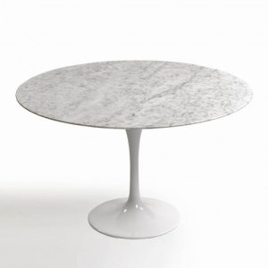 Mesa redonda de marmol y pie blanco Mesa redonda de marmol y pie blanco