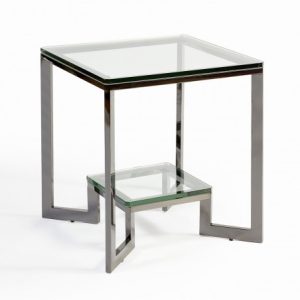 Mesa auxiliar acero y cristal