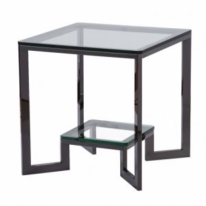 Mesa auxiliar de acero oscuro y cristal Mesa auxiliar de acero oscuro y cristal