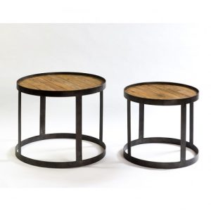 Set de mesas de centro de madera y metal