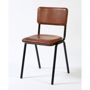 Silla de piel y metal negro