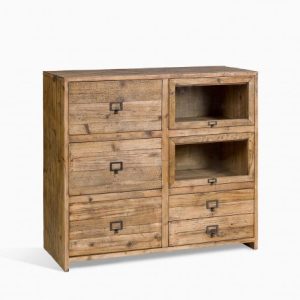 Aparador madera envejecida y cristal