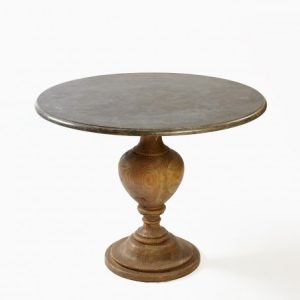 Mesa redonda de marmol y madera