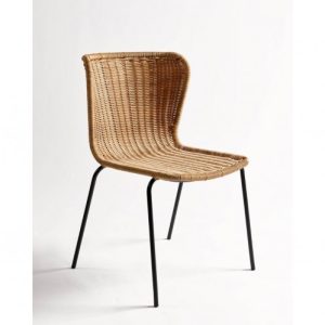 Silla de ratán sintético pata negra apilable Silla de ratán sintético pata negra apilable