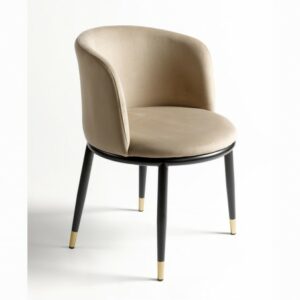 Silla de terciopelo beige con asiento redondo