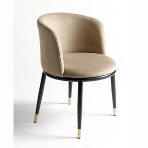 Silla de terciopelo beige con asiento redondo Silla de terciopelo beige con asiento redondo