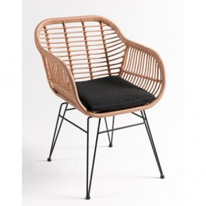 Sillón ratán sintético pata negra