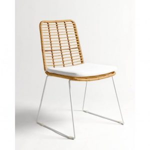 Silla ratán sintético pata blanca apilable