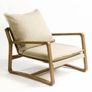 Sillón de roble y lino natural