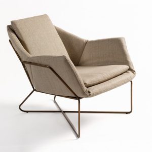 Sillón lino y metal dorado