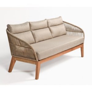 Sofá de madera y cuerda beige Sofá de madera y cuerda beige