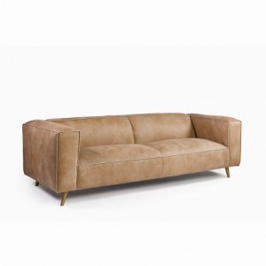 Sofá de piel beige tostado Sofá de piel beige tostado