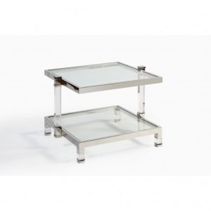 Mesa auxiliar de acero y cristal