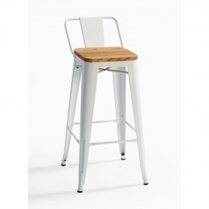 Taburete blanco y madera Taburete blanco y madera