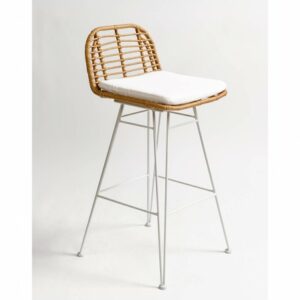 Taburete blanco ratán sintético Taburete blanco ratán sintético