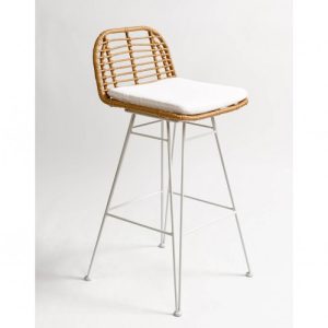 Taburete blanco ratán sintético Taburete blanco ratán sintético