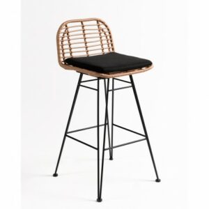Taburete ratán sintético pata negra