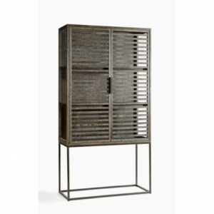 Vitrina roble grisáceo y metal