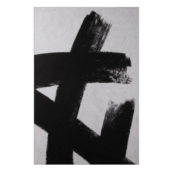 Pintura abstracto blanco-negro lienzo 100 x 3,50 x 150 cm