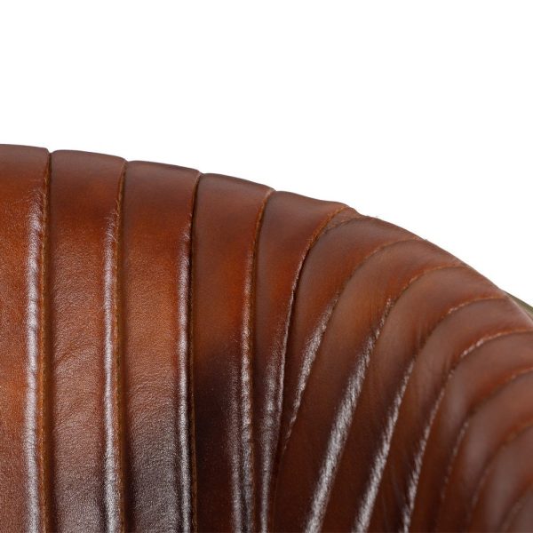 Silla marrón metal / piel salón 55 x 53 x 74 cm