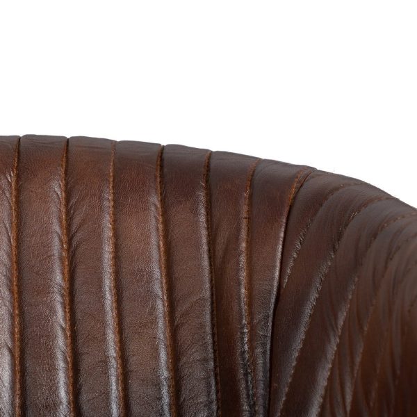 Taburete marrón metal / piel salón 56 x 54 x 98 cm