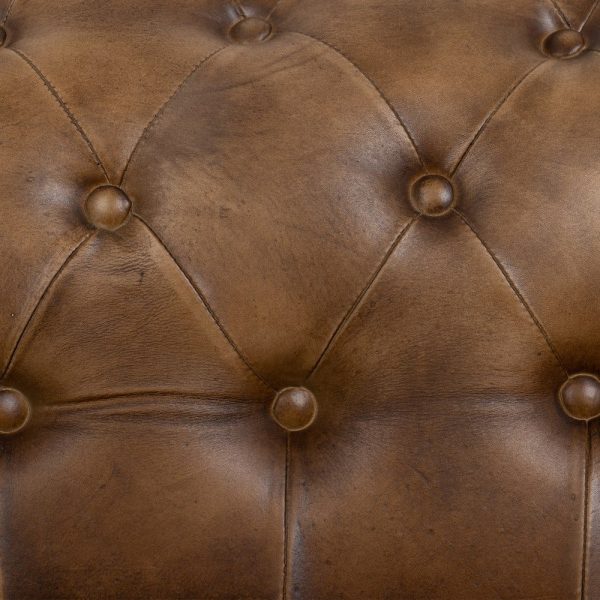 Sofá 2 plazas marrón piel salón 153 x 83 x 76 cm