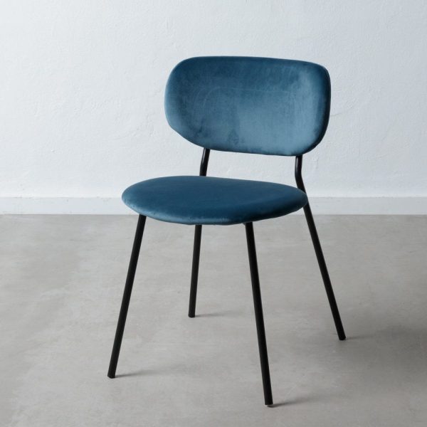 Silla terciopelo azul tejido-metal 46 x 49 x 75 cm
