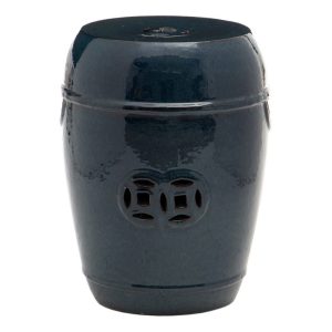 Taburete Azul Cerámica Decoración 35 X 35 X 48 Cm