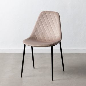 Silla Beige Tejido-Metal Salón 46 X 51 X 83,50 Cm Silla Beige Tejido-Metal Salón 46 X 51 X 83,50 Cm