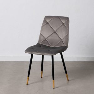 Silla Terciopelo Gris Tejido-Metal 45 X 50 X 86 Cm