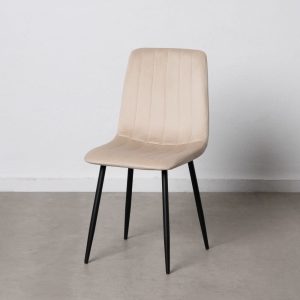 Silla Beige Terciopelo Salón 45 X 51 X 88,50 Cm Silla Beige Terciopelo Salón 45 X 51 X 88,50 Cm