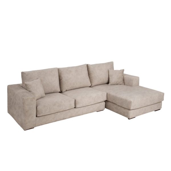 Sofá Chaise Longue Beige TejidoMadera 286 X 88 X 100 Cm Muebles Orencio Ixia