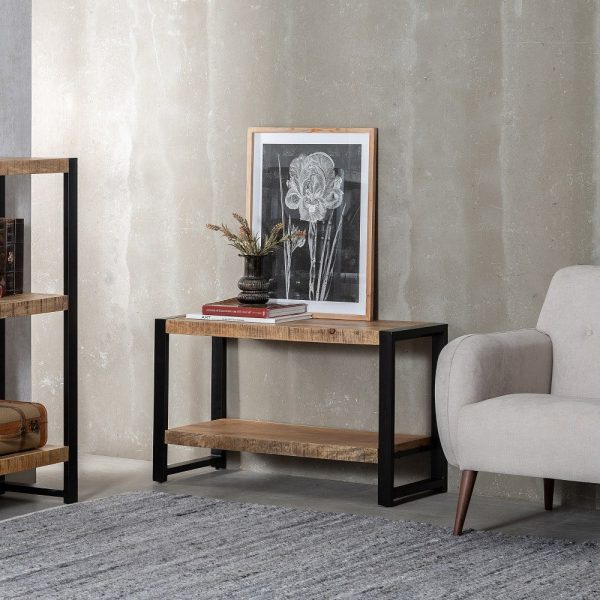 Mueble auxiliar natural-negro 100 x 40 x 60 cm