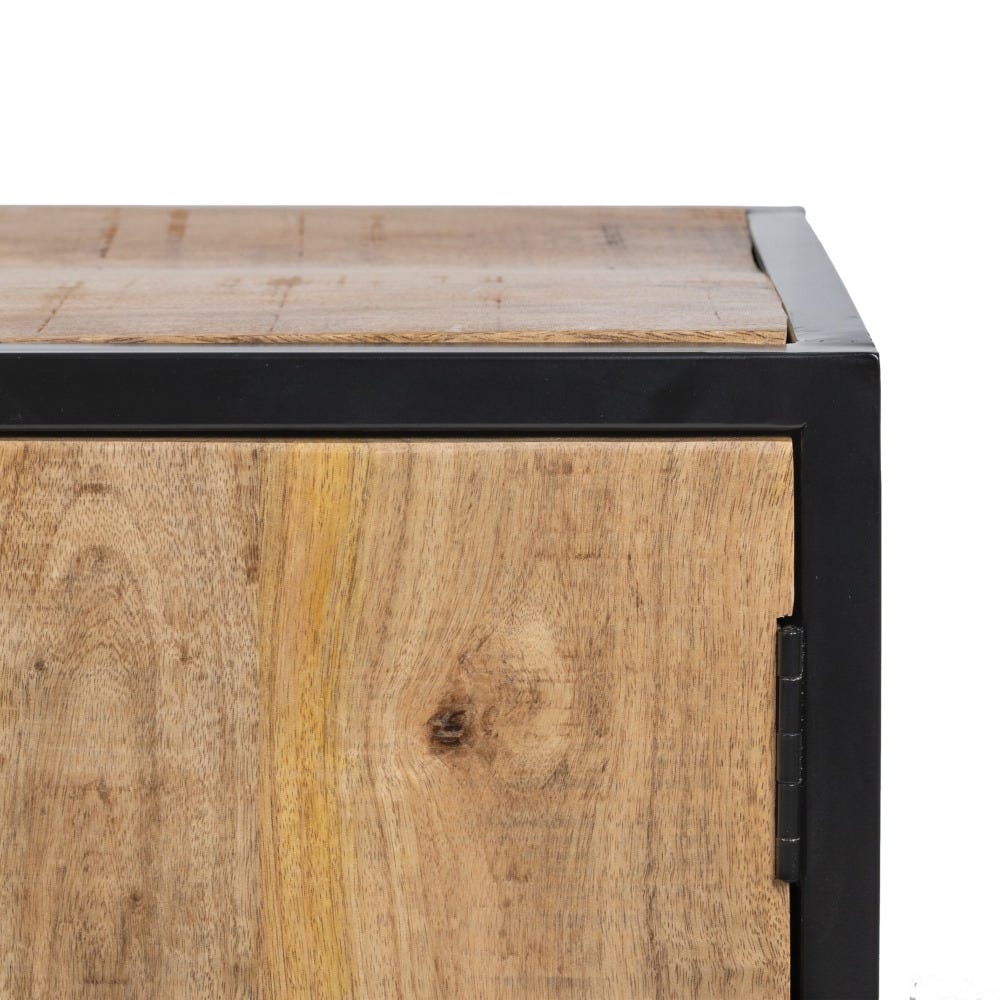 Mueble tv negro madera / acero salón 160 x 40 x 59 cm - Muebles Orencio -  Denzzo
