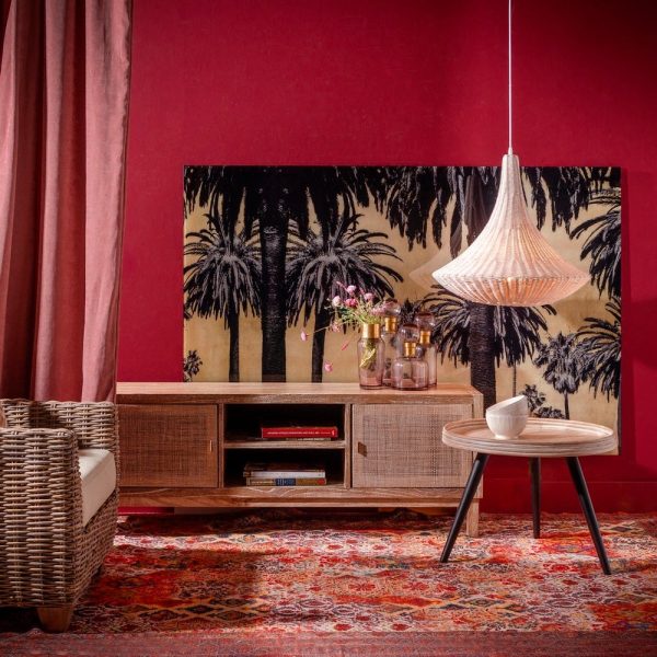 Mueble tv natural lavado madera mindi 150 x 40 x 55 cm