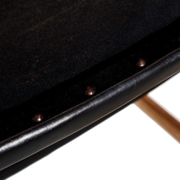 Silla negro madera teca-piel salón 50 x 52 x 83 cm