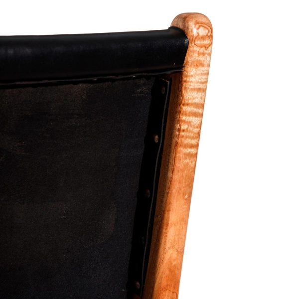 Silla negro madera teca-piel salón 50 x 52 x 83 cm