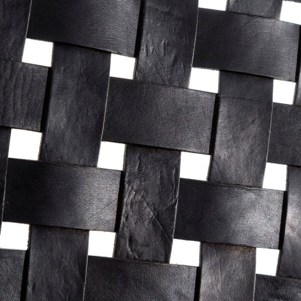 Butaca natural-negro madera teca-piel 87 x 83 x 66 cm