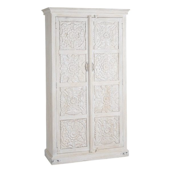 Armario blanco rozado madera salón 104 x 43 x 193 cm