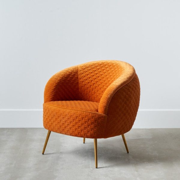 Sillón terciopelo naranja tejido-metal 77,50 x 77 x 77,50 cm