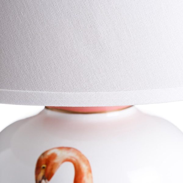 Lámpara mesa flamenco coral-blanco 46 x 46 cm
