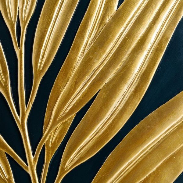 Jarrón hojas verde-oro poliresina 64,20 x 14,50 x 68 cm